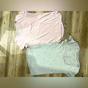 Lululemon cotton tees- set of 2. Ballet pink and light grey. Scoop neck/Crewneck